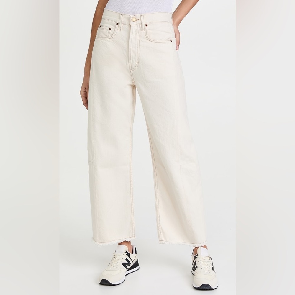 B SIDES Lasso high-rise wide-leg jeans, Ecru 28